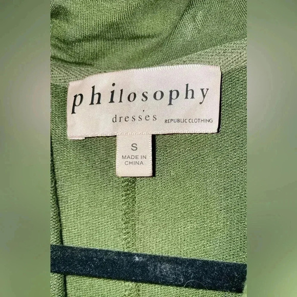 Philosophy stretchy cap sleeve 1/2 zip green slouchy pocket midi dress  S - Picture 4 of 5